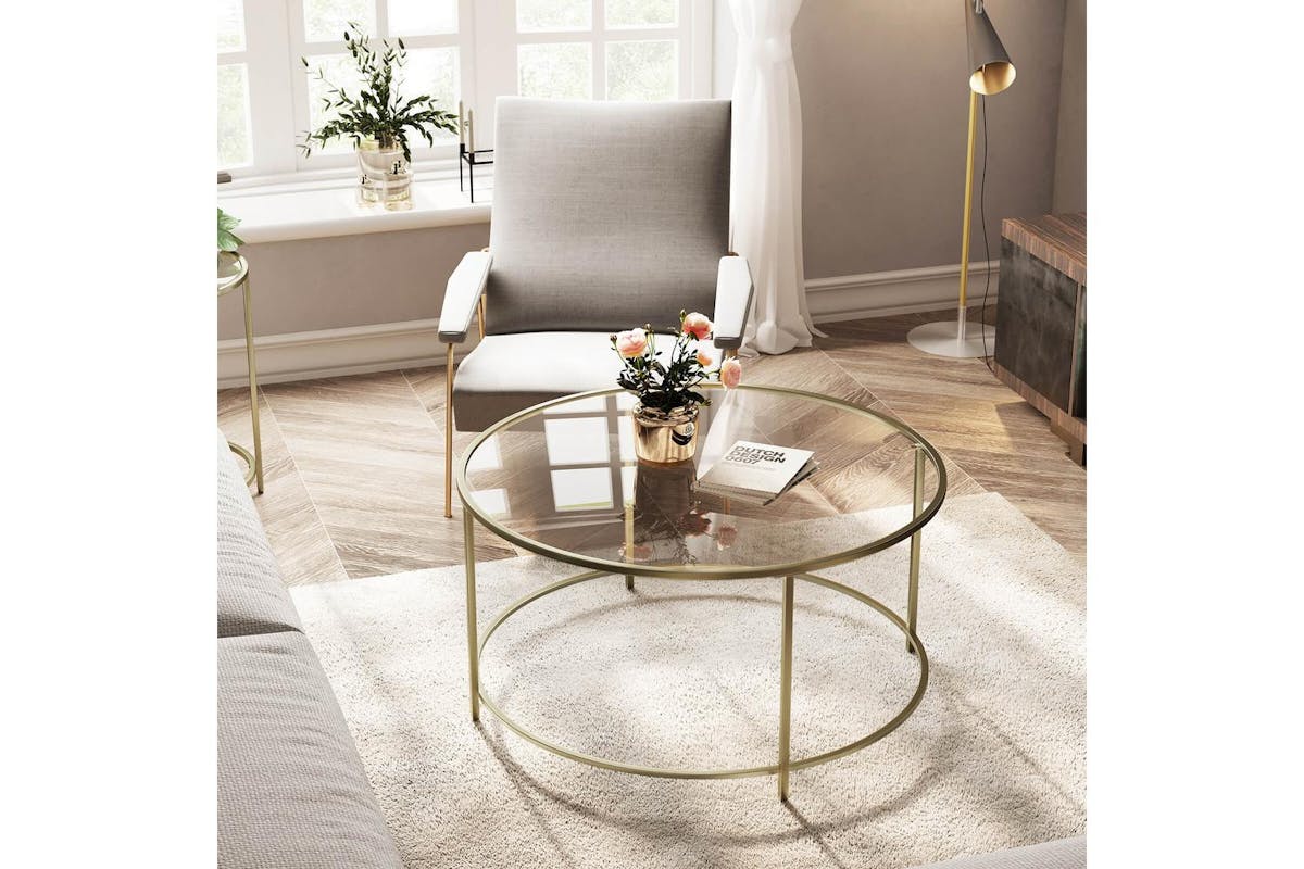 Vasagle Coffee Table | Steel & Tempered Glass | 84 X 45.5 Cm-3