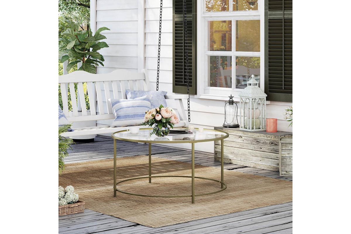 Vasagle Coffee Table | Steel & Tempered Glass | 84 X 45.5 Cm-4