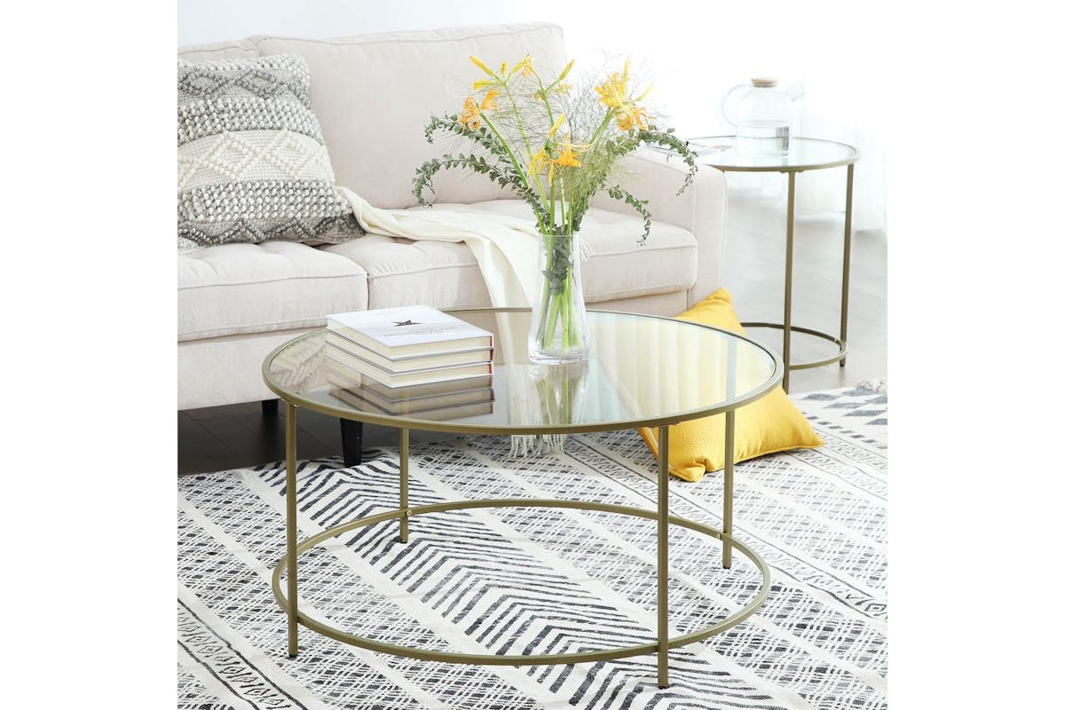 Vasagle Coffee Table | Steel & Tempered Glass | 84 X 45.5 Cm-5