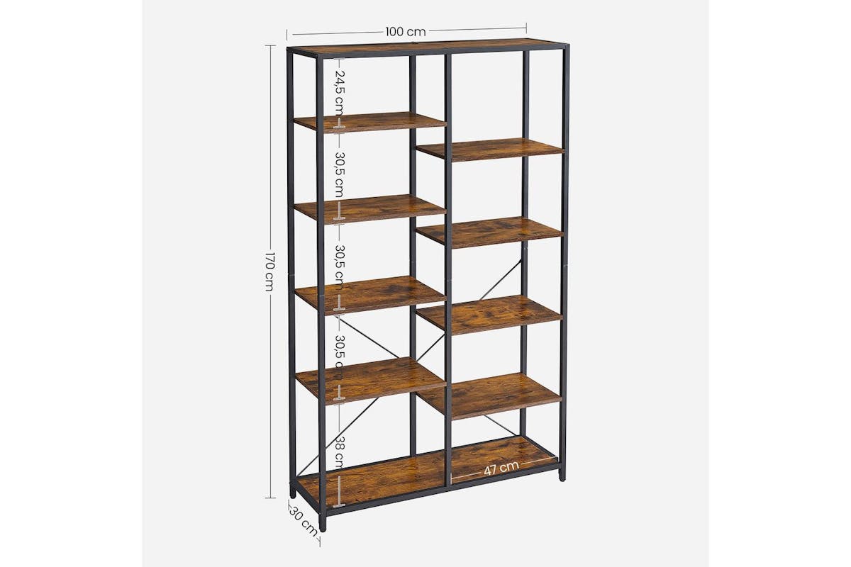 Vasagle Bookcase | Chipboard & Steel | 100 X 30 X 170 Cm-7