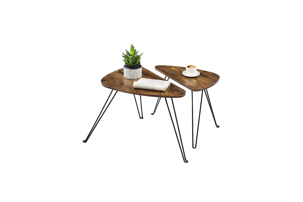 Vasagle Nesting Table Set | Particleboard And Steel | Rustic Brown And Black | 60 X 38 X 47.5 Cm-2
