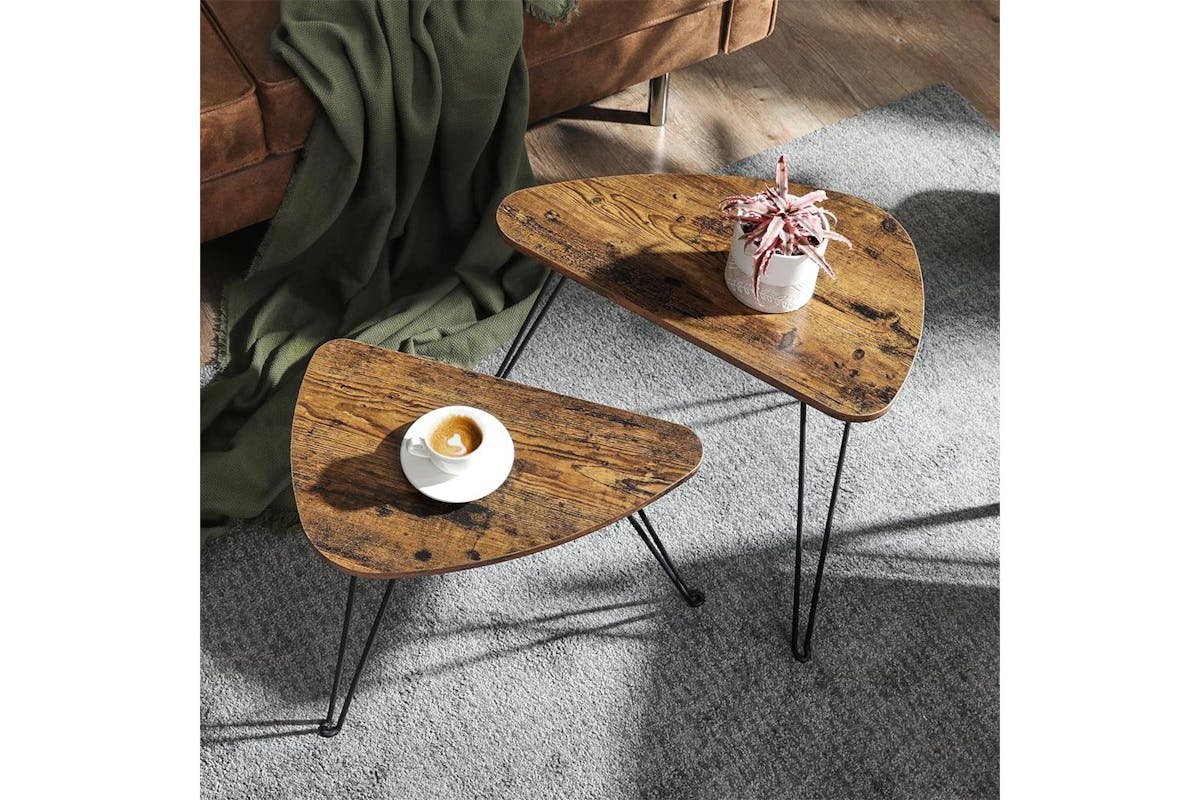 Vasagle Nesting Table Set | Particleboard And Steel | Rustic Brown And Black | 60 X 38 X 47.5 Cm-3