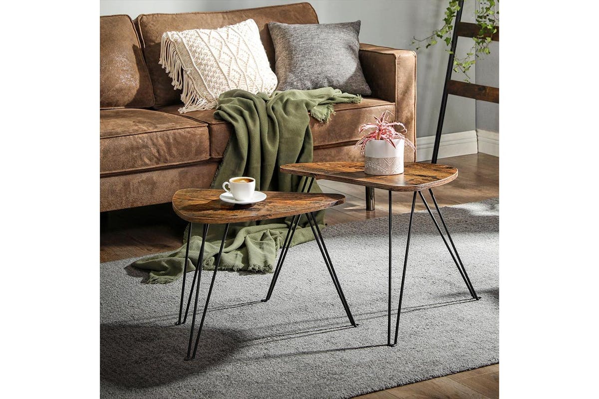 Vasagle Nesting Table Set | Particleboard And Steel | Rustic Brown And Black | 60 X 38 X 47.5 Cm-4