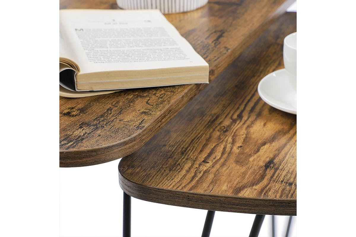 Vasagle Nesting Table Set | Particleboard And Steel | Rustic Brown And Black | 60 X 38 X 47.5 Cm-5