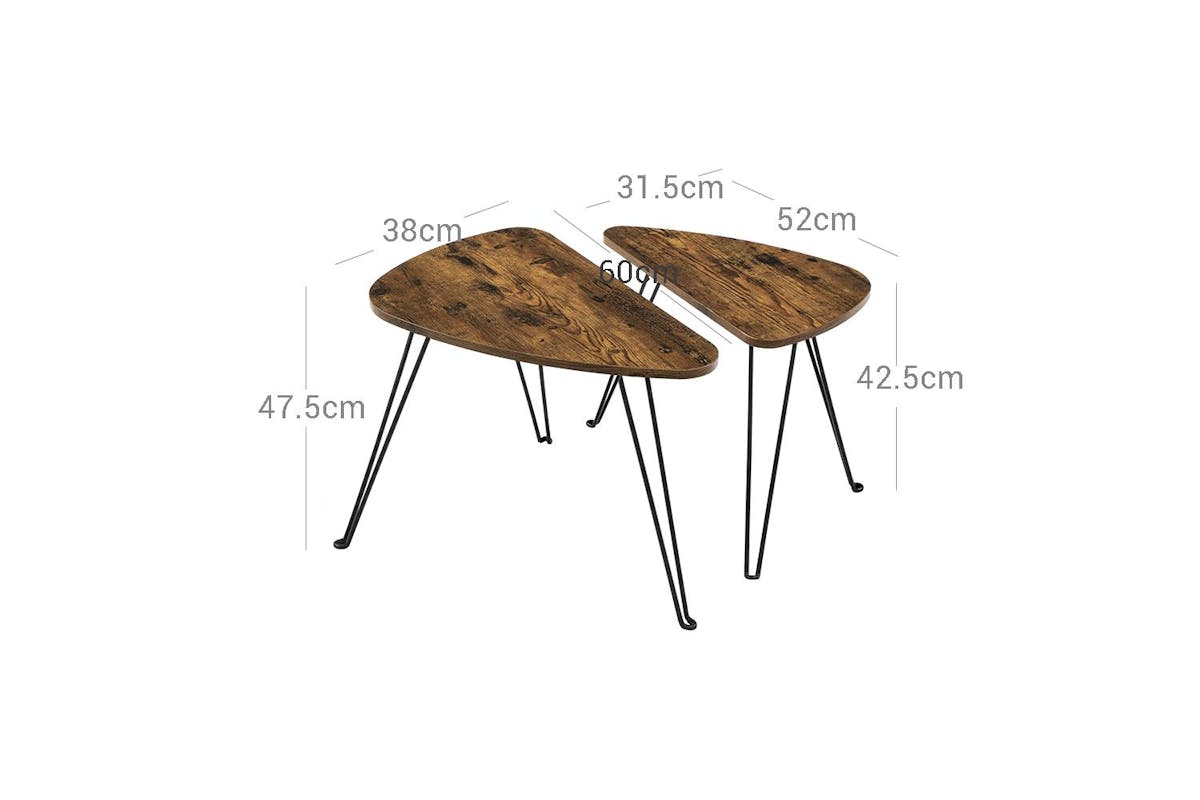 Vasagle Nesting Table Set | Particleboard And Steel | Rustic Brown And Black | 60 X 38 X 47.5 Cm-7