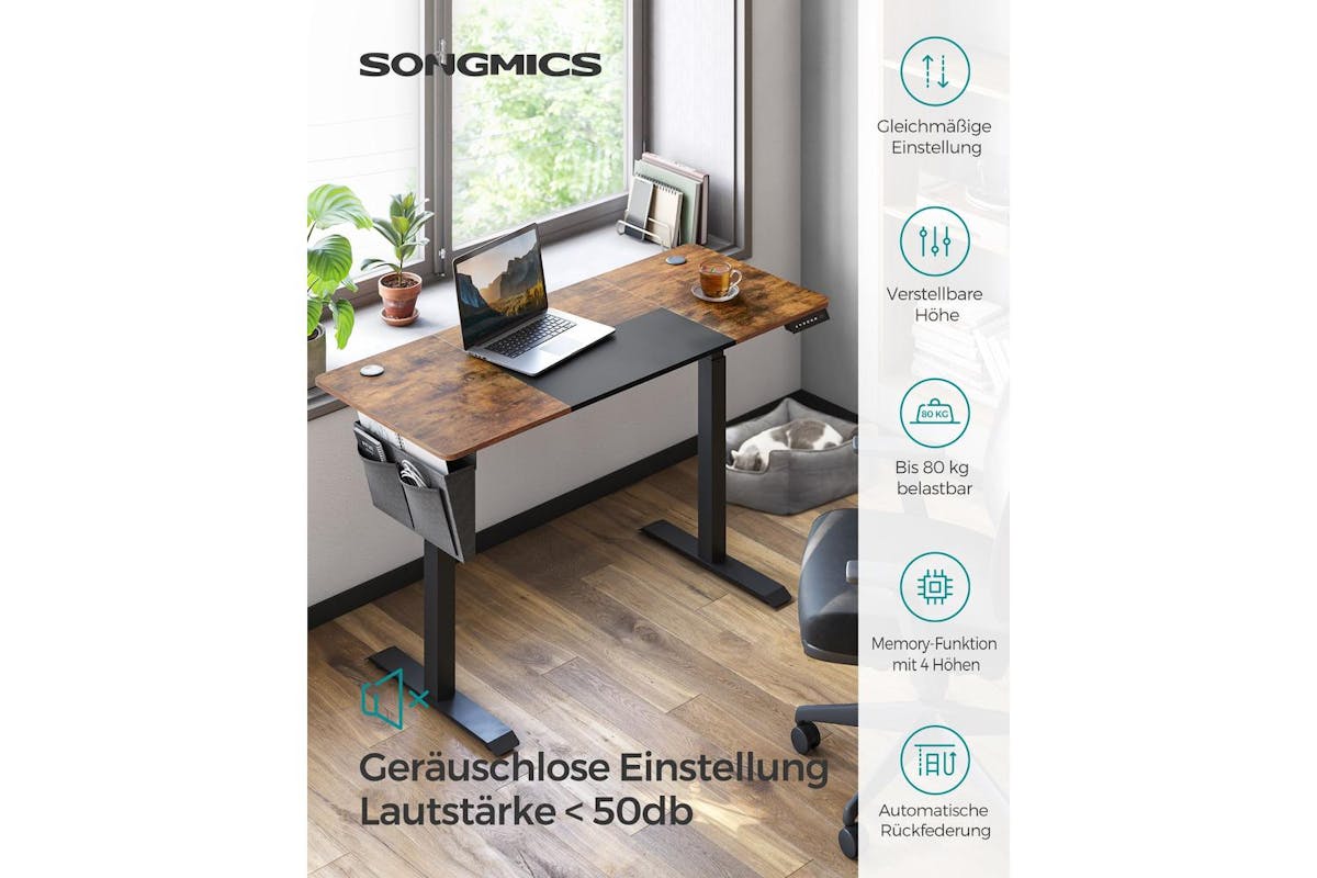 Standing Desk | Electric Height Adjustable | Wood Chipboard & Steel | 140 X 60 Cm-2