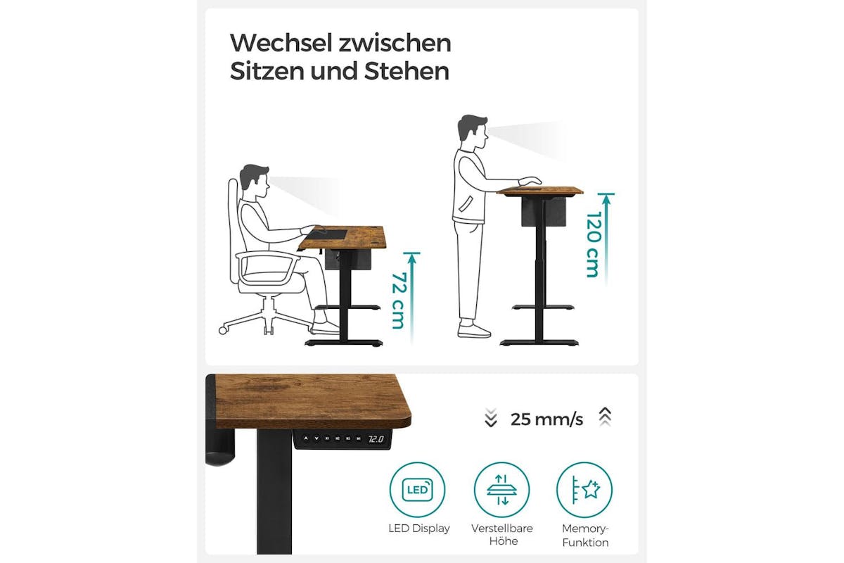 Standing Desk | Electric Height Adjustable | Wood Chipboard & Steel | 140 X 60 Cm-3