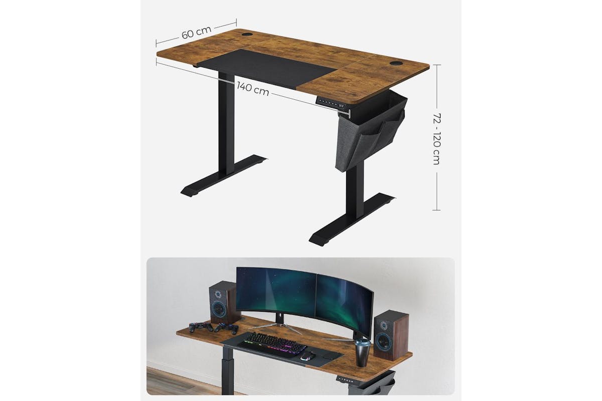 Standing Desk | Electric Height Adjustable | Wood Chipboard & Steel | 140 X 60 Cm-7