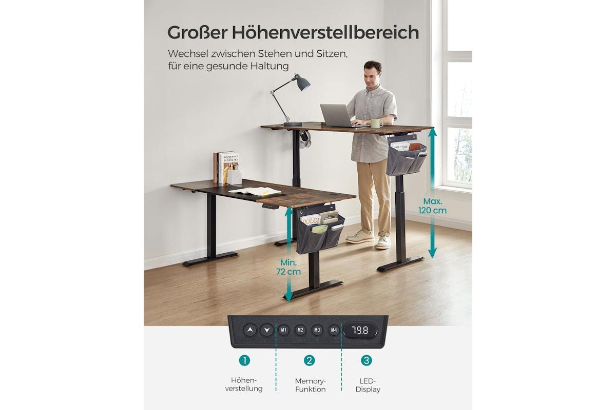 Standing Desk | Electric Height Adjustable | Particleboard And Steel | 70 X 160 Cm-4