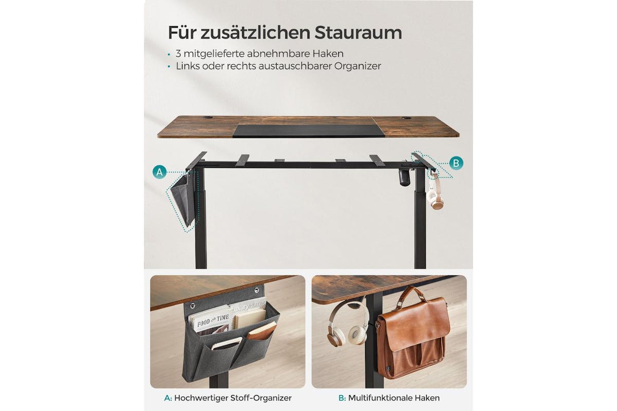 Standing Desk | Electric Height Adjustable | Particleboard And Steel | 70 X 160 Cm-7