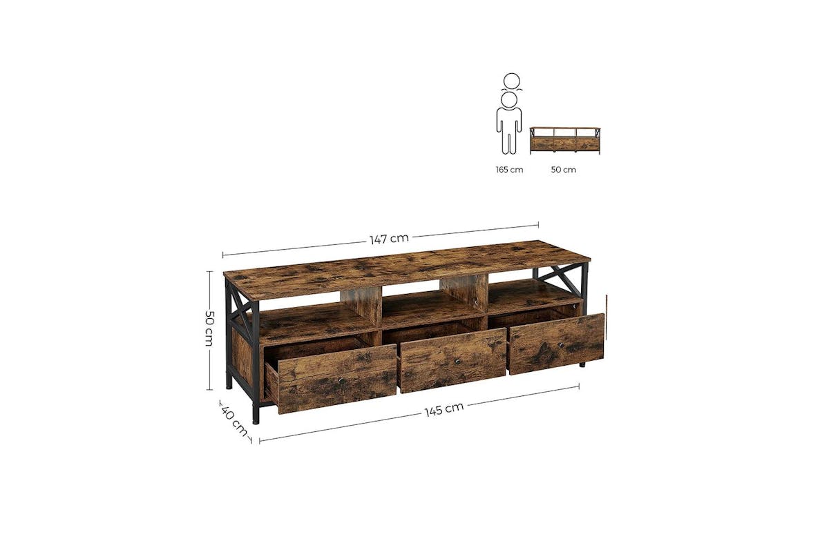 Tv Stand | Tv Unit | Particleboard And Steel | 147x40x50cm-7