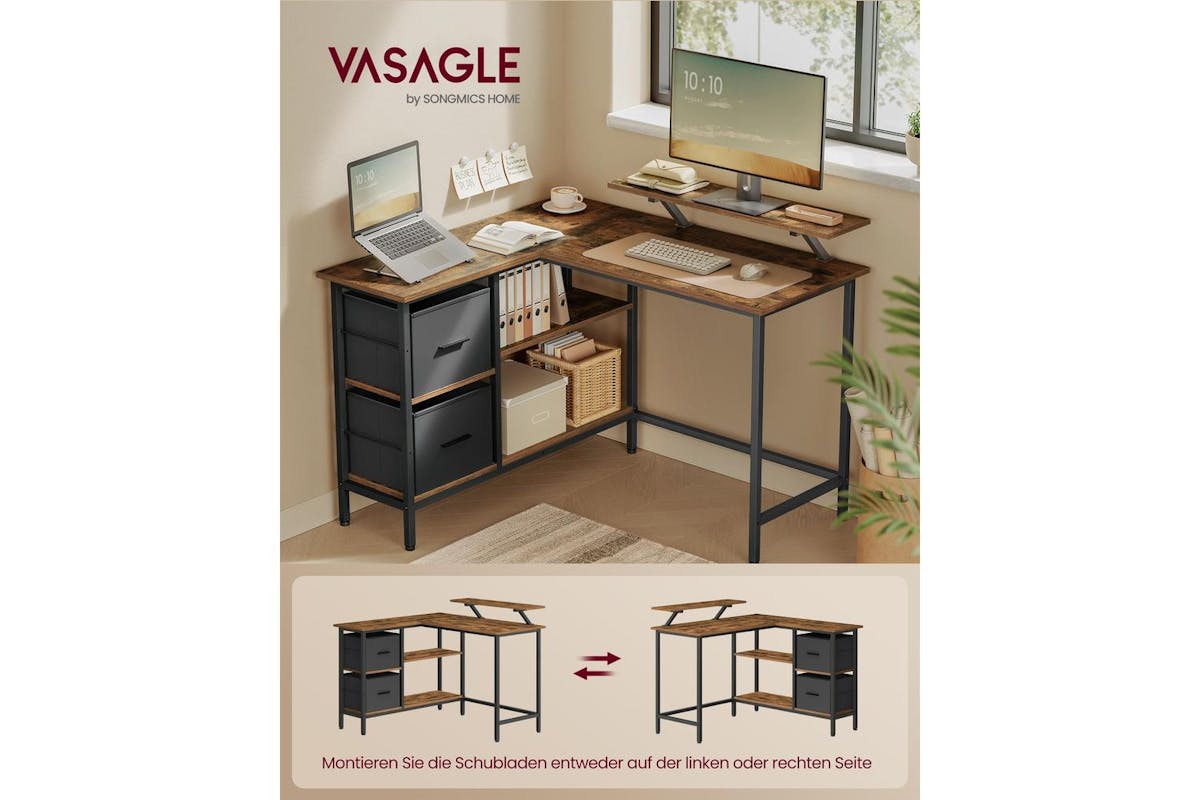 Computer Desk | L Shaped Desk | Particleboard And Steel | 115cm-2