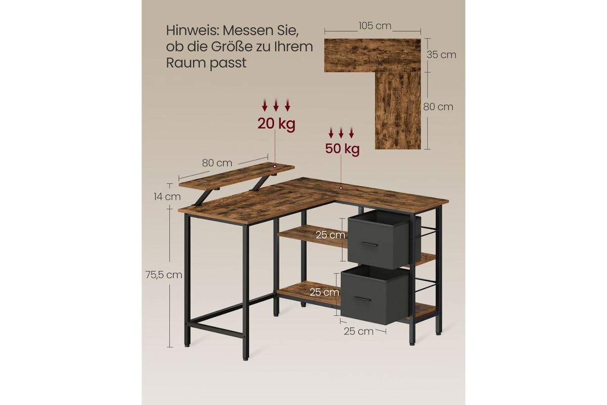 Computer Desk | L Shaped Desk | Particleboard And Steel | 115cm [Ex-Display - DC250587-000354]-6