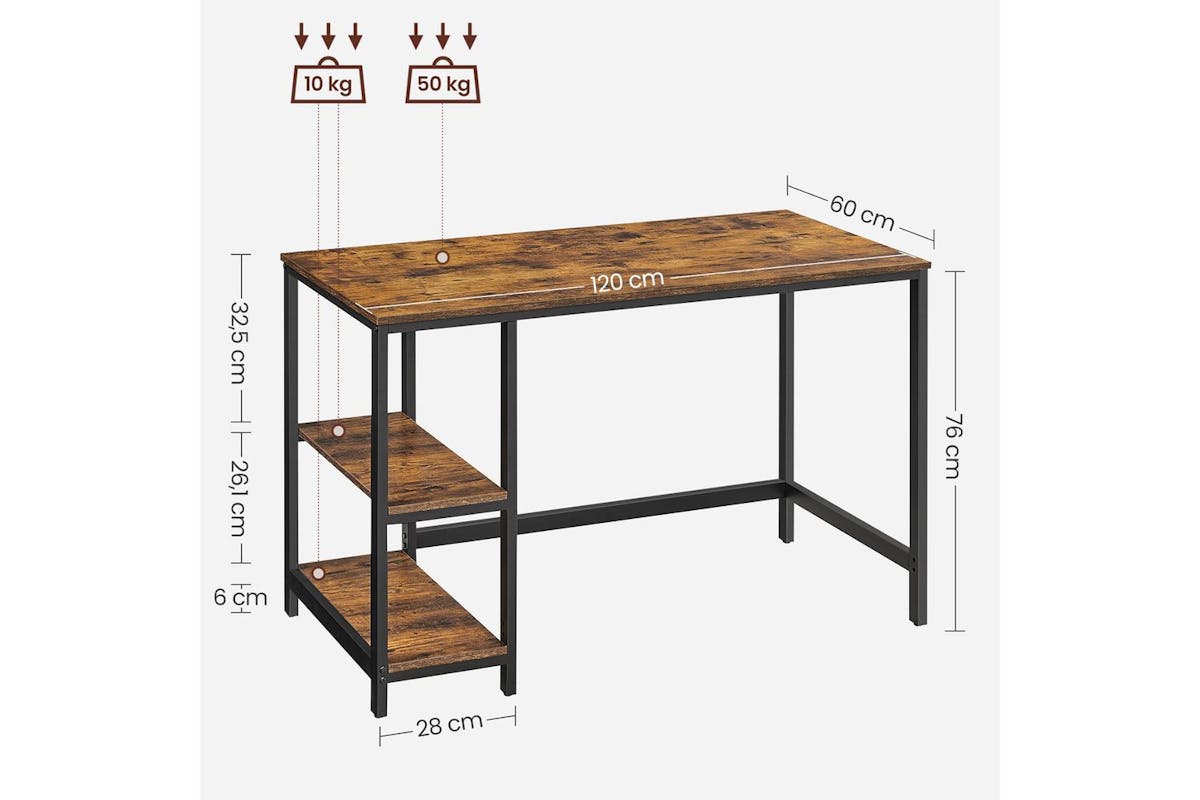 Computer Desk | Home Office Desk | Particleboard And Steel | 120 X 60 Cm-3