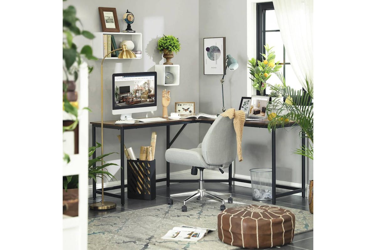 Vasagle Computer Desk | L-shaped | Rustic Brown And Black | 149 X 149 Cm-2