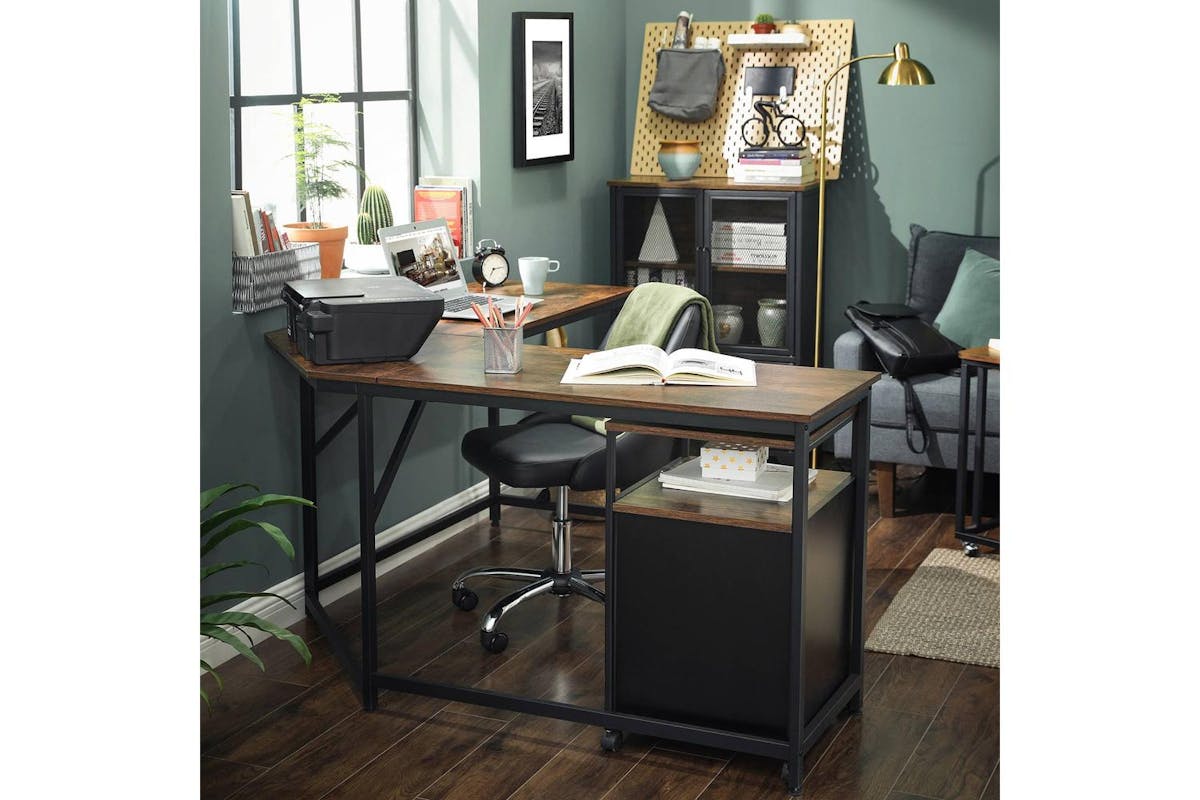 Vasagle Computer Desk | L-shaped | Rustic Brown And Black | 149 X 149 Cm-5