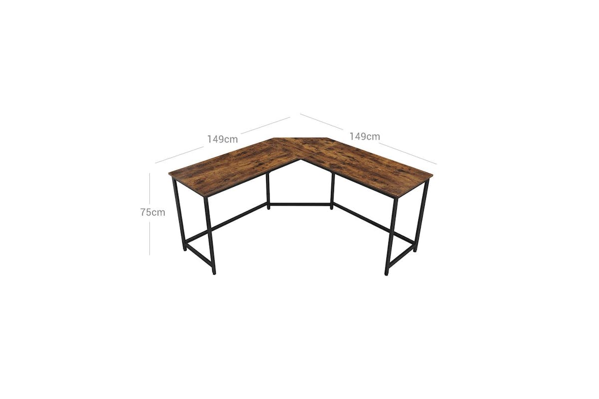 Vasagle Computer Desk | L-shaped | Rustic Brown And Black | 149 X 149 Cm-3