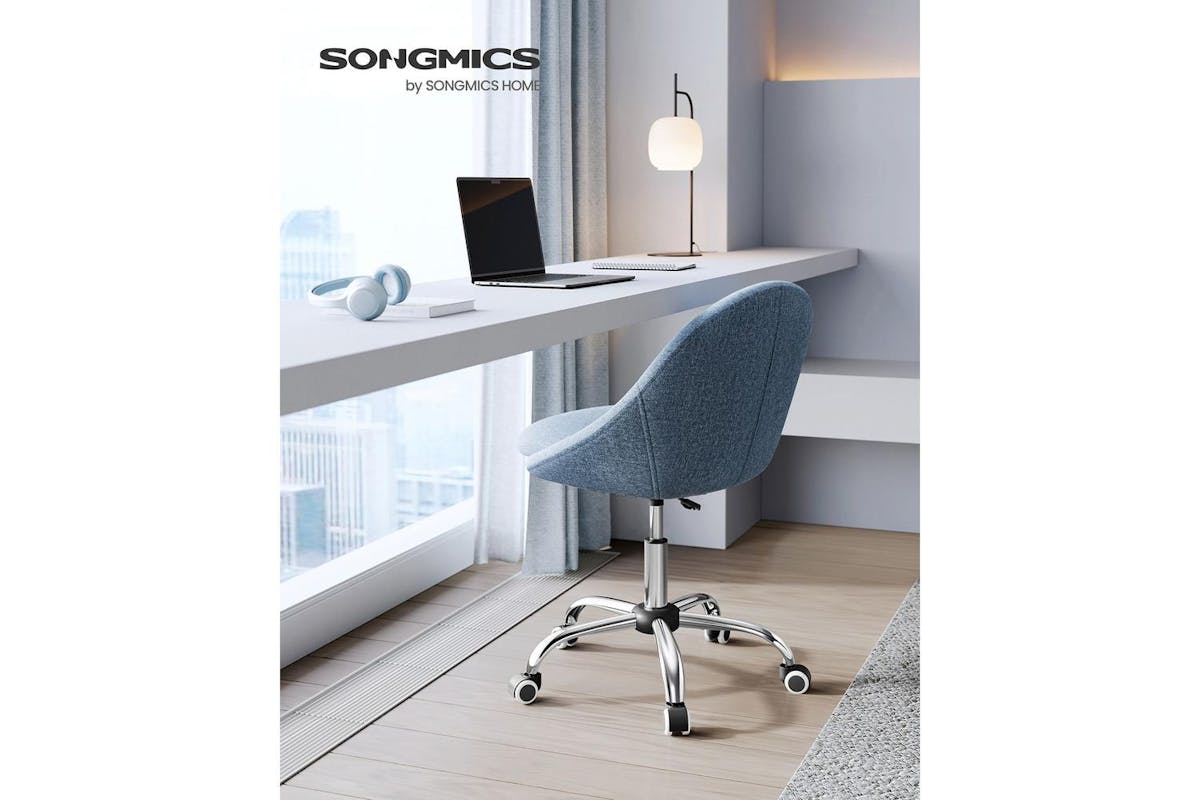Home Office Chair | Office Chair | Cotton Linen Blend | Blue-2