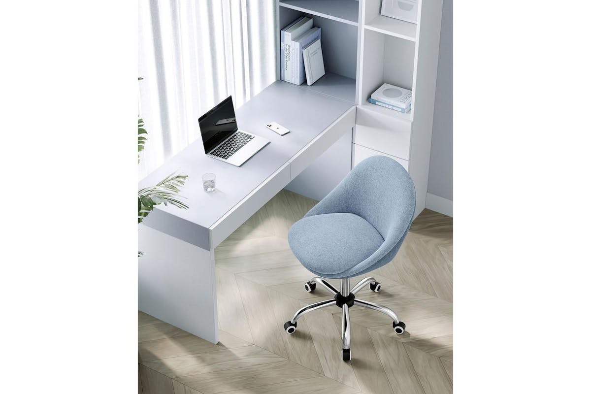 Home Office Chair | Office Chair | Cotton Linen Blend | Blue-3