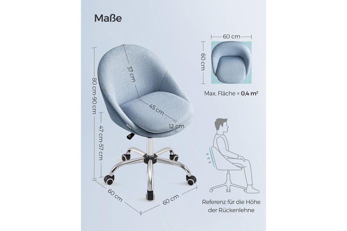 Home Office Chair | Office Chair | Cotton Linen Blend | Blue-7