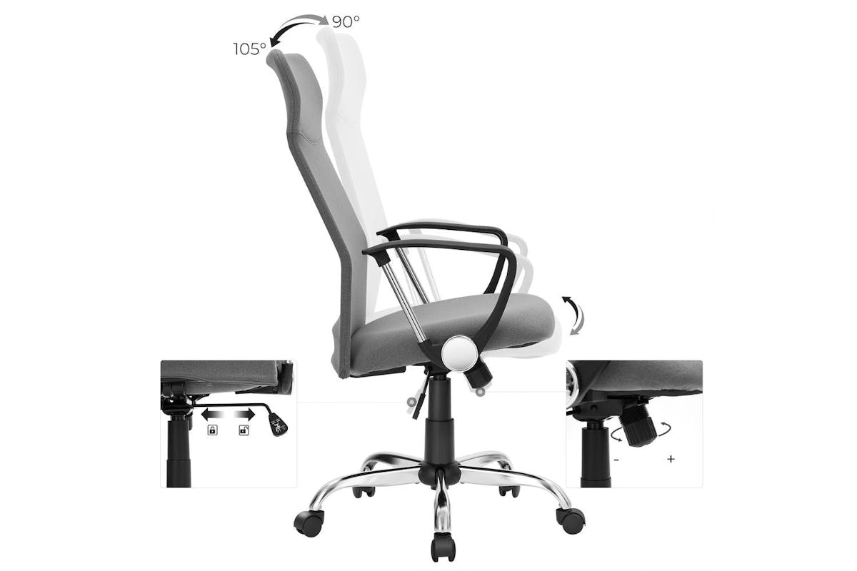 Office Chair | Office Chair | Steel, Foam Padding, Polyester | Grey-4