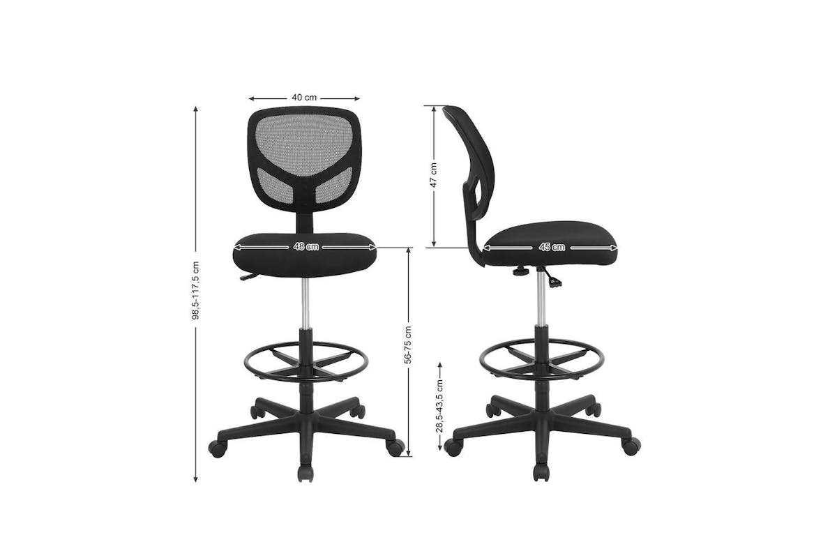 Drafting Chair | Office Chair | Mesh & Nylon | Adjustable Height-6