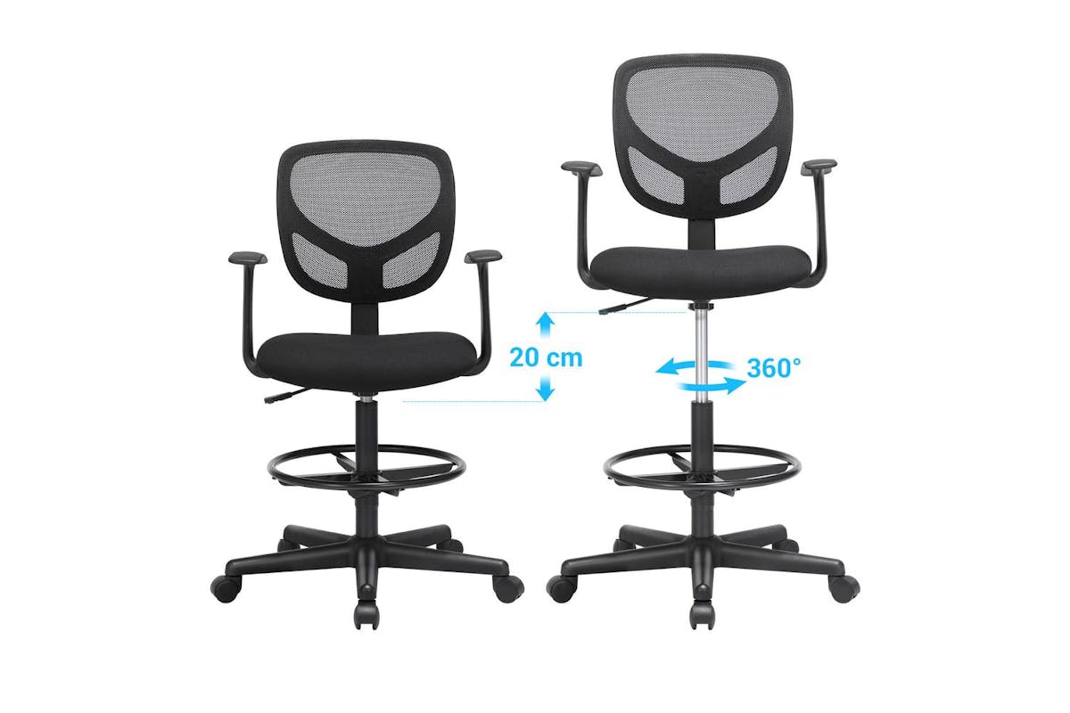 Drafting Chair | Office Chair | Mesh & Nylon | Adjustable Height-2