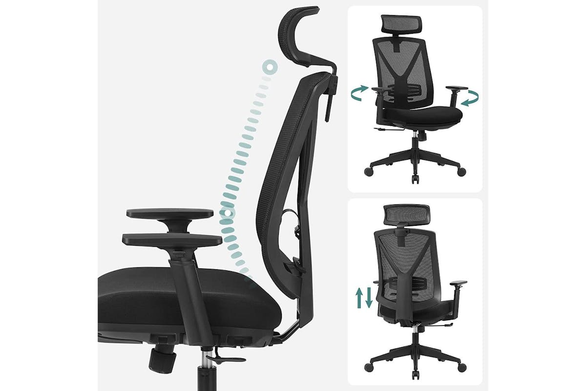 Office Chair | Office Chair | Mesh And Faux Leather | Adjustable Height-3