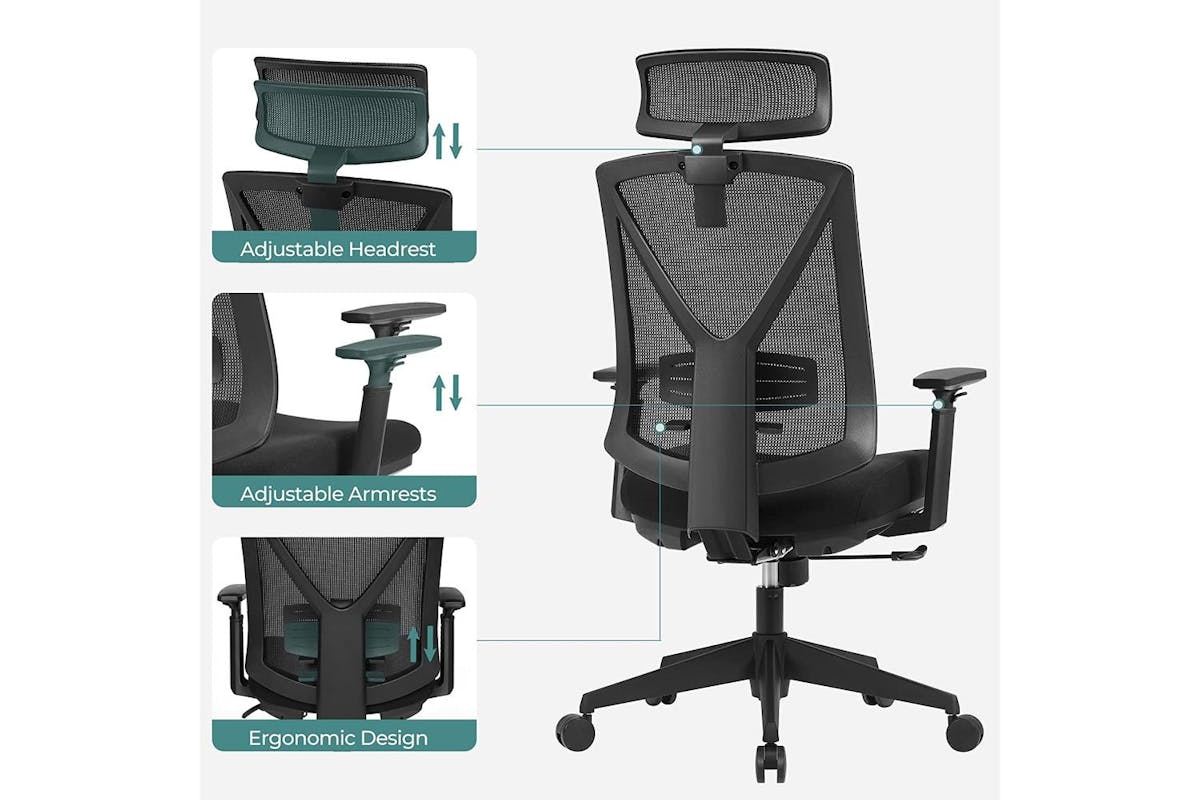 Office Chair | Office Chair | Mesh And Faux Leather | Adjustable Height-6