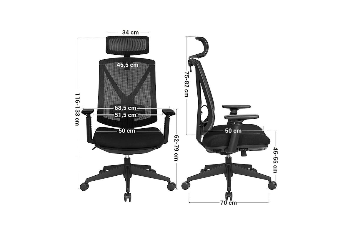 Office Chair | Office Chair | Mesh And Faux Leather | Adjustable Height-7