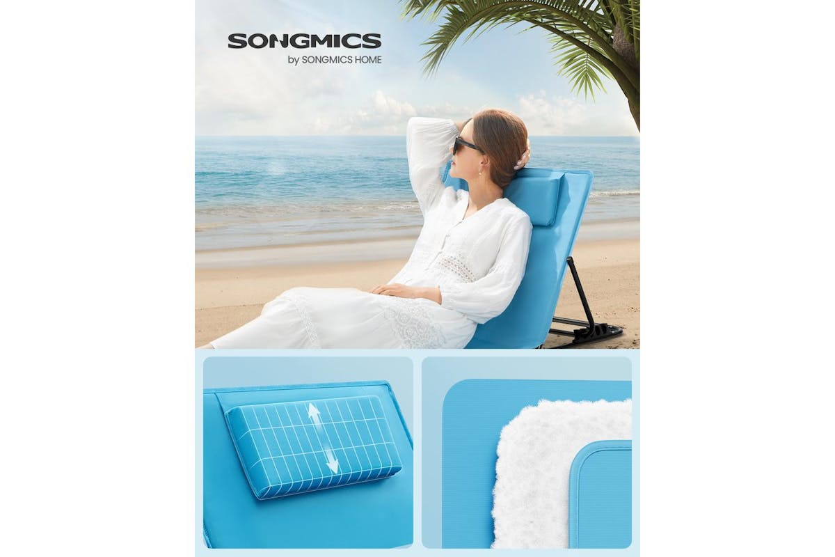 Songmics Recliner Sun Lounger | Outdoor Lounge Chair | Oxford Fabric | 52cm Wide-2