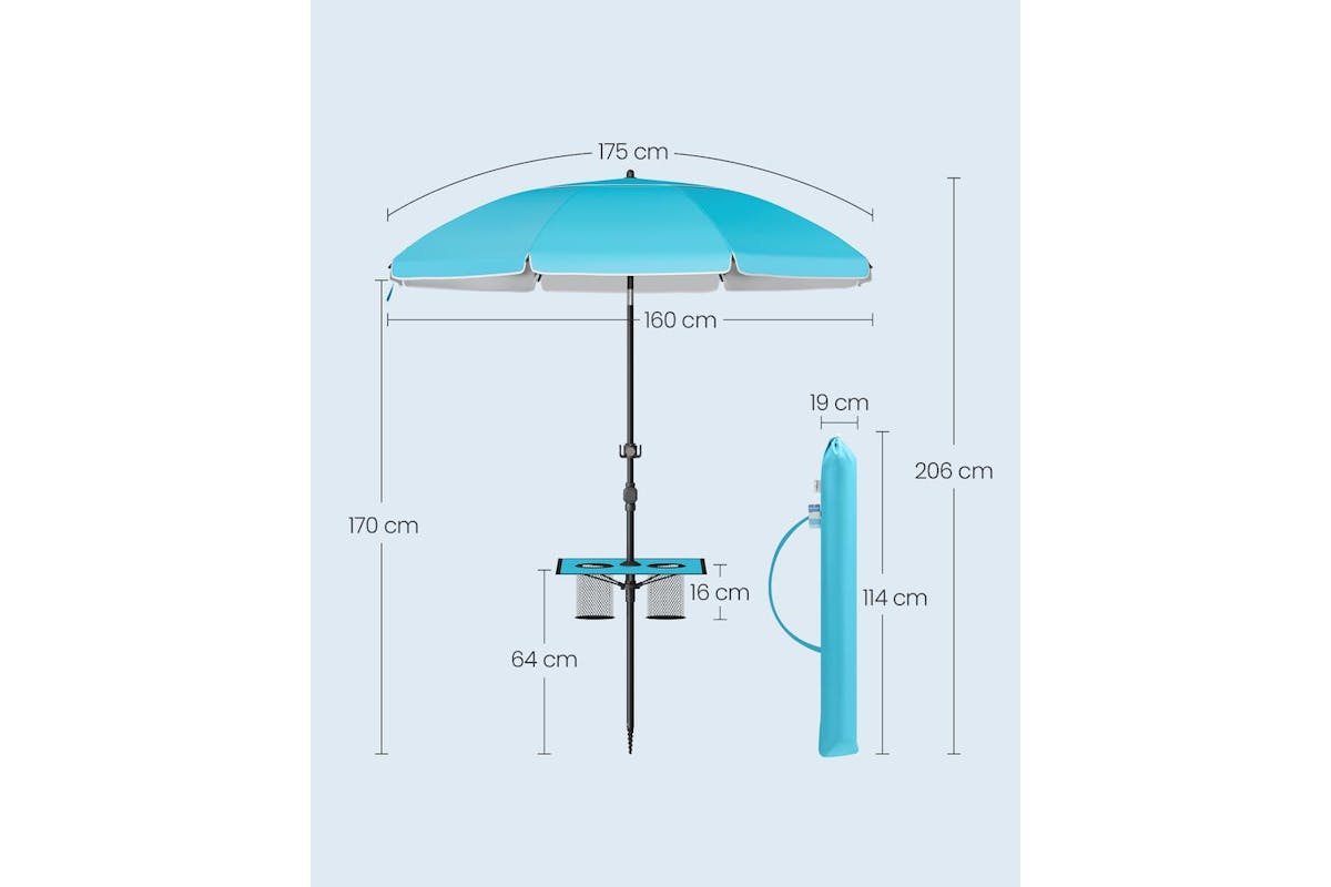Beach Umbrella | Outdoor Parasol | Polyester | 160 Cm-5