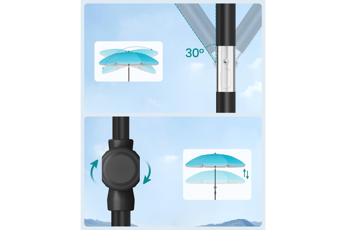 Beach Umbrella | Outdoor Parasol | Polyester | 160 Cm-6