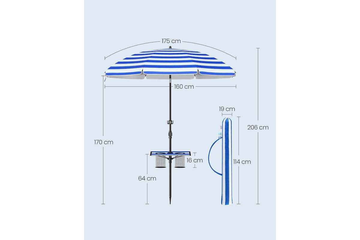 Beach Umbrella | Outdoor Parasol | Polyester | 160 Cm-5