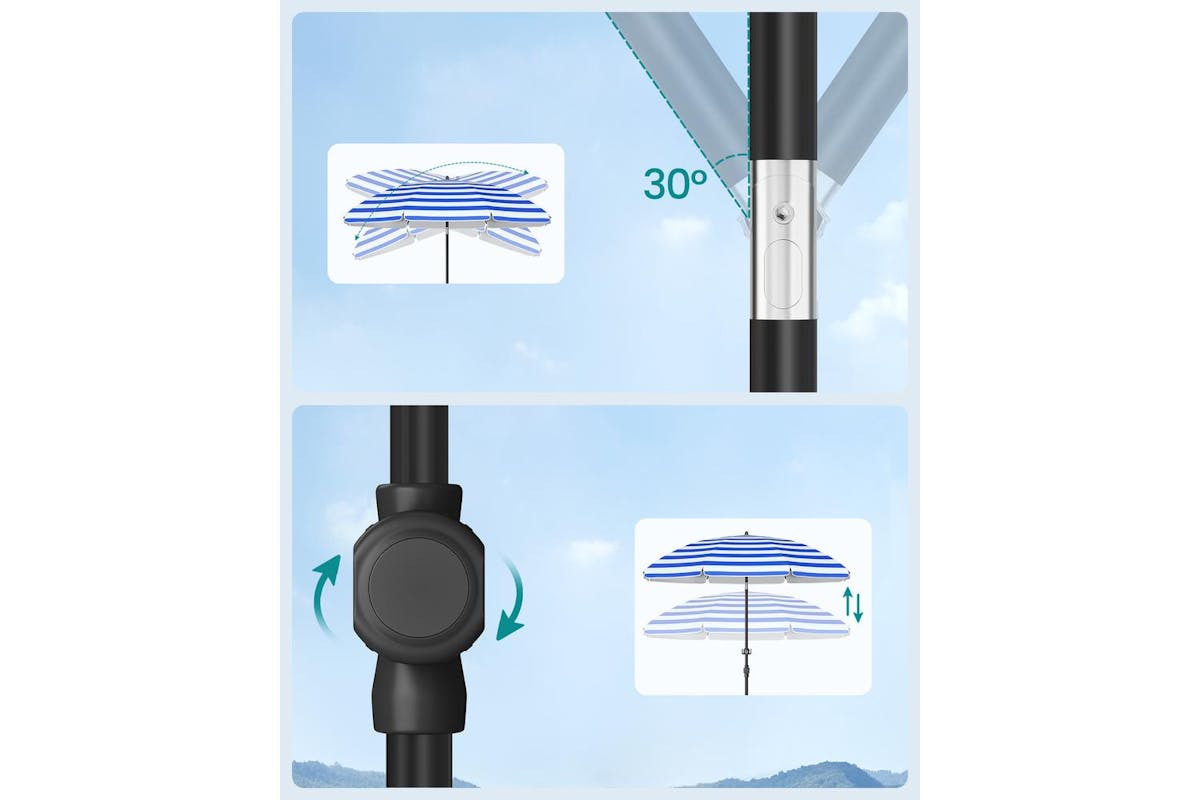 Beach Umbrella | Outdoor Parasol | Polyester | 160 Cm-6