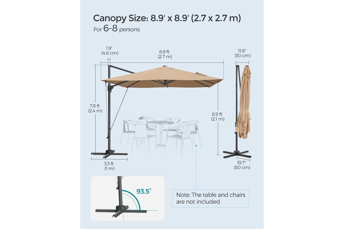 Patio Umbrella | Outdoor Parasol | Polyester Canopy | 270 X 270 Cm-8