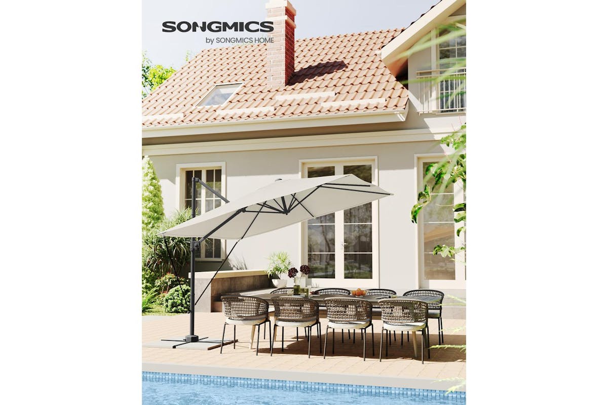 Songmics Patio Umbrella | Cantilever Parasol | Polyester | 2.7 X 2.7 Metres-2