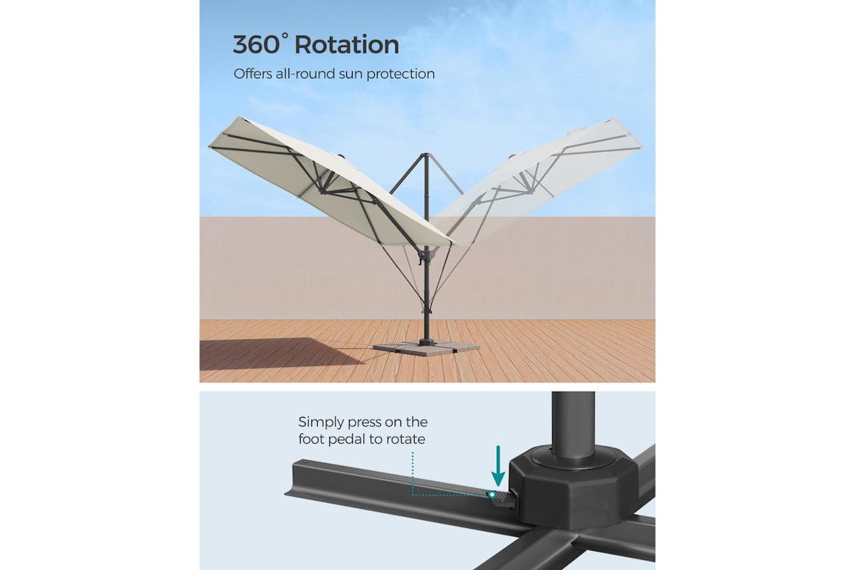 Songmics Patio Umbrella | Cantilever Parasol | Polyester | 2.7 X 2.7 Metres-4