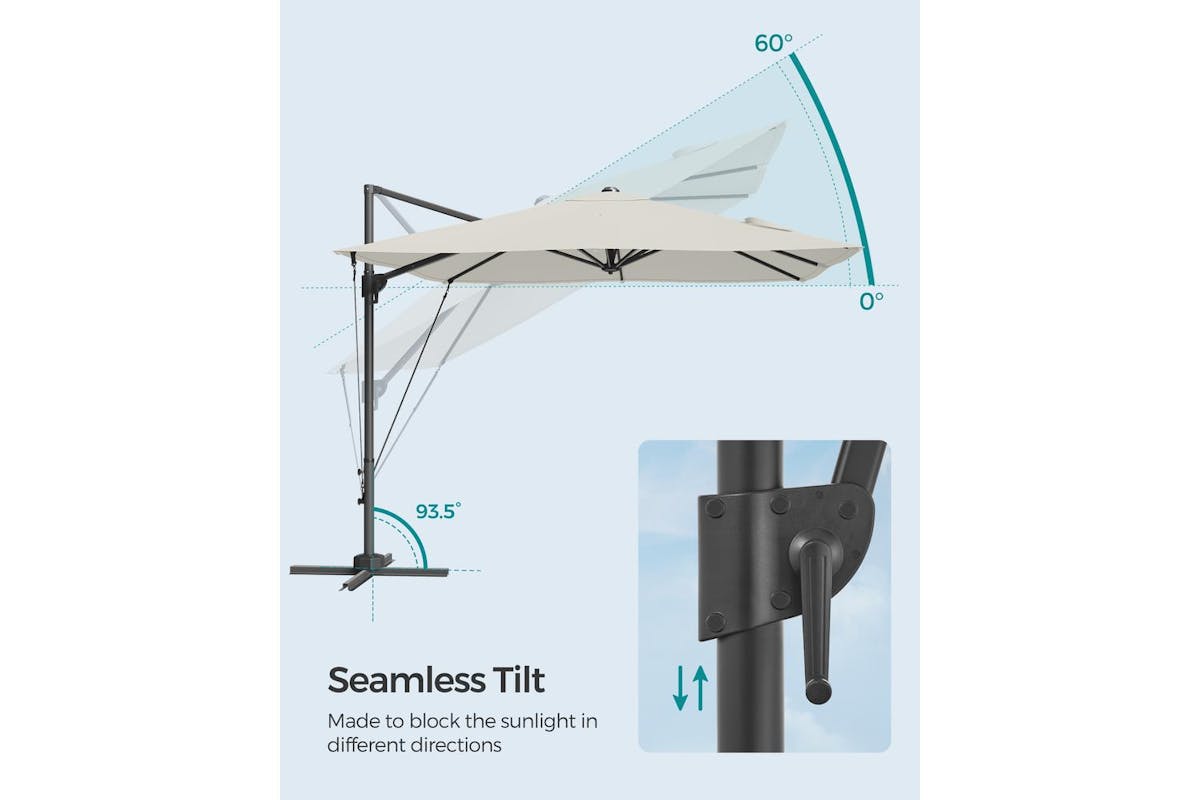 Songmics Patio Umbrella | Cantilever Parasol | Polyester | 2.7 X 2.7 Metres-5