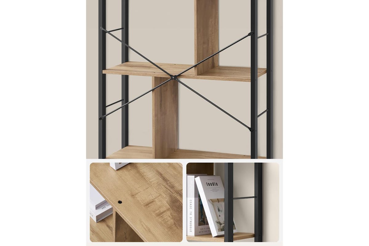 Vasagle Bookcase | Industrial Style | Particleboard & Metal | 154.5cm-5
