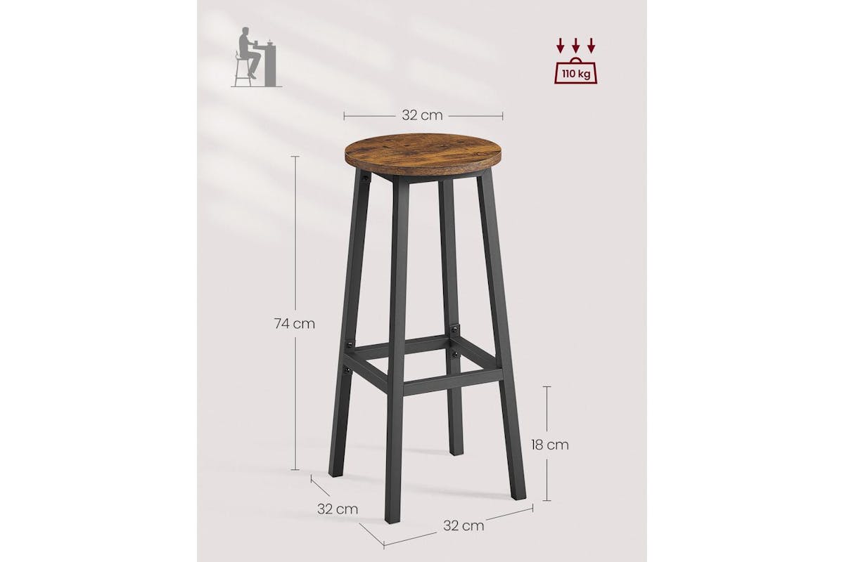 Vasagle Bar Stools | Particleboard And Steel | 32 Cm Diameter X 74 Cm Height-5