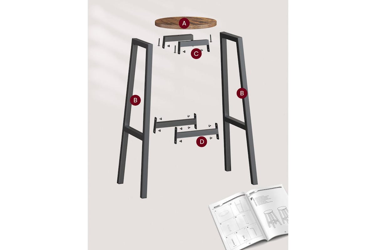 Vasagle Bar Stools | Particleboard And Steel | 32 Cm Diameter X 74 Cm Height-6