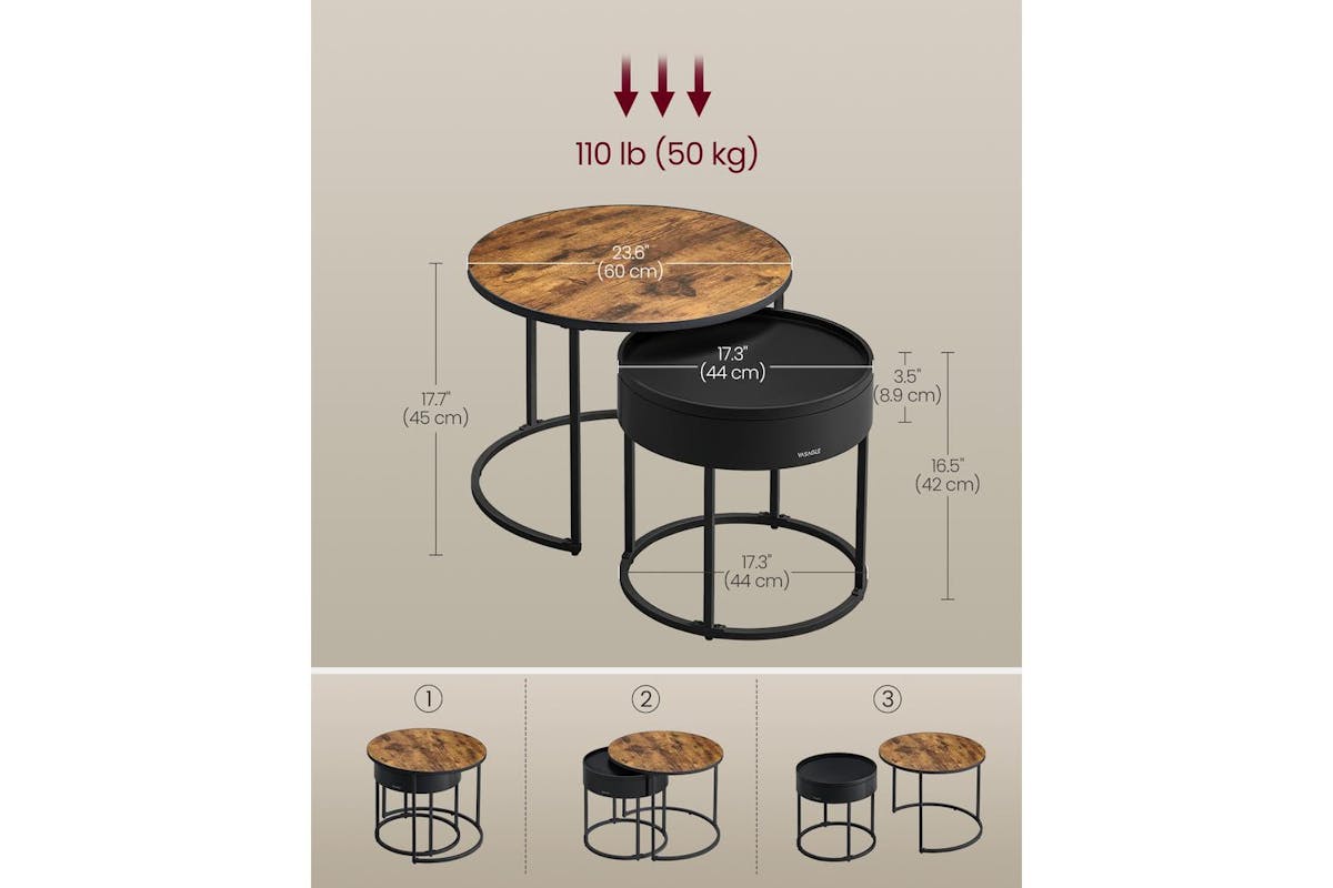 Coffee Table | Coffee Table | Mdf And Steel | 60 X 60 X 45 Cm-5
