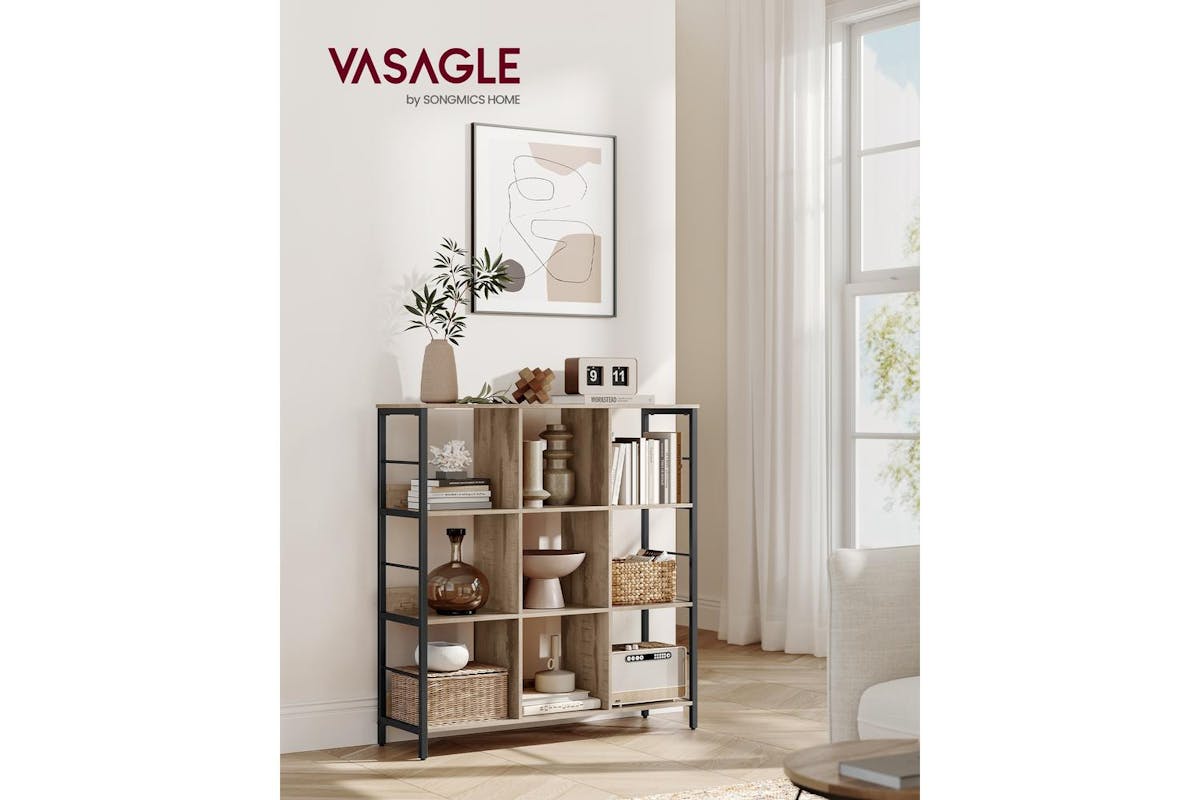 Vasagle Bookcase | Vintage Industrial | 9-cube Shelving Unit-2
