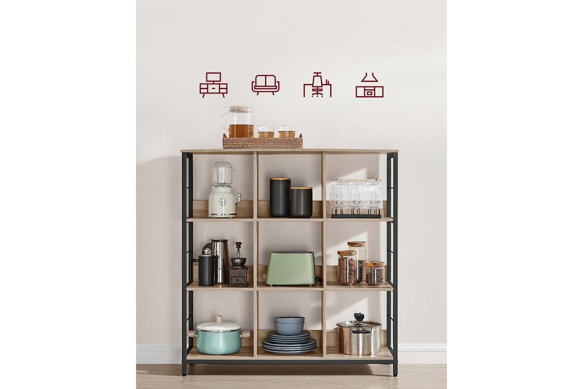 Vasagle Bookcase | Vintage Industrial | 9-cube Shelving Unit-3