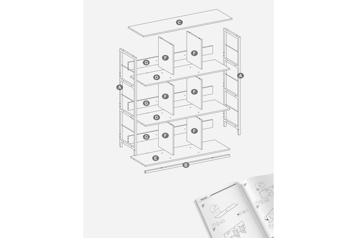 Vasagle Bookcase | Vintage Industrial | 9-cube Shelving Unit-7