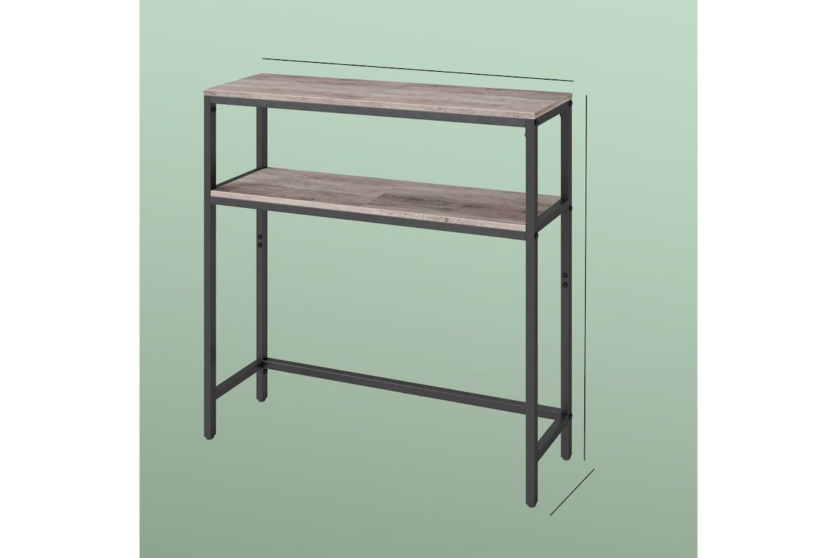 Vasagle Console Table | Modern Black Frame | Heather Greige Shelves | 80cm-3