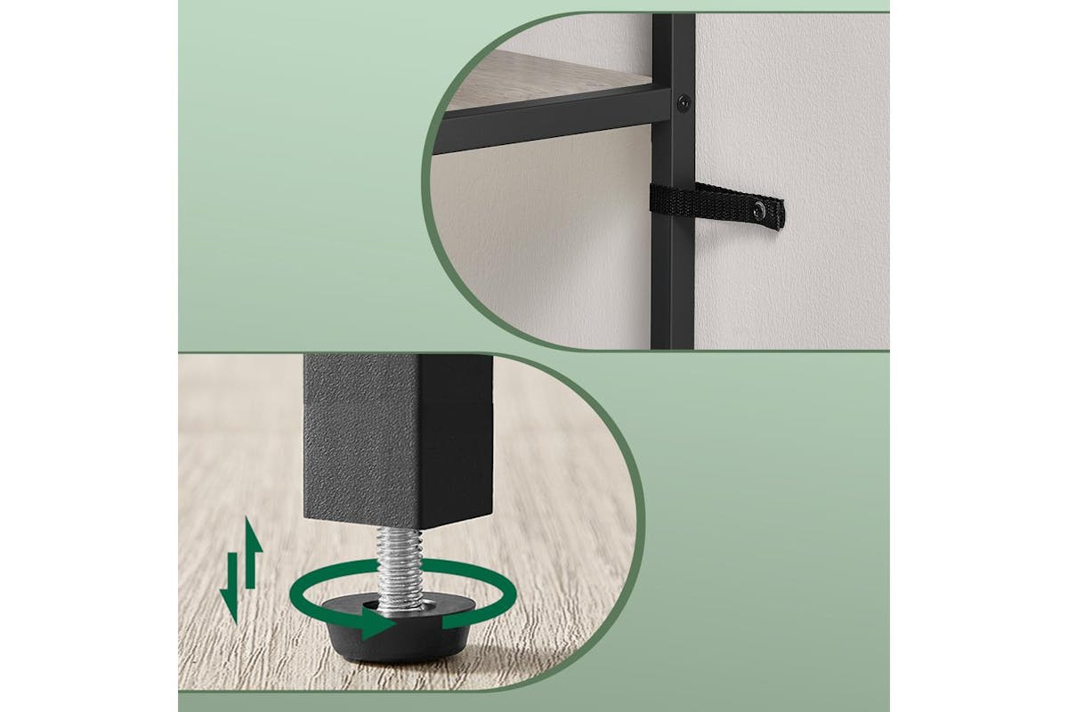 Vasagle Console Table | Modern Black Frame | Heather Greige Shelves | 80cm-6