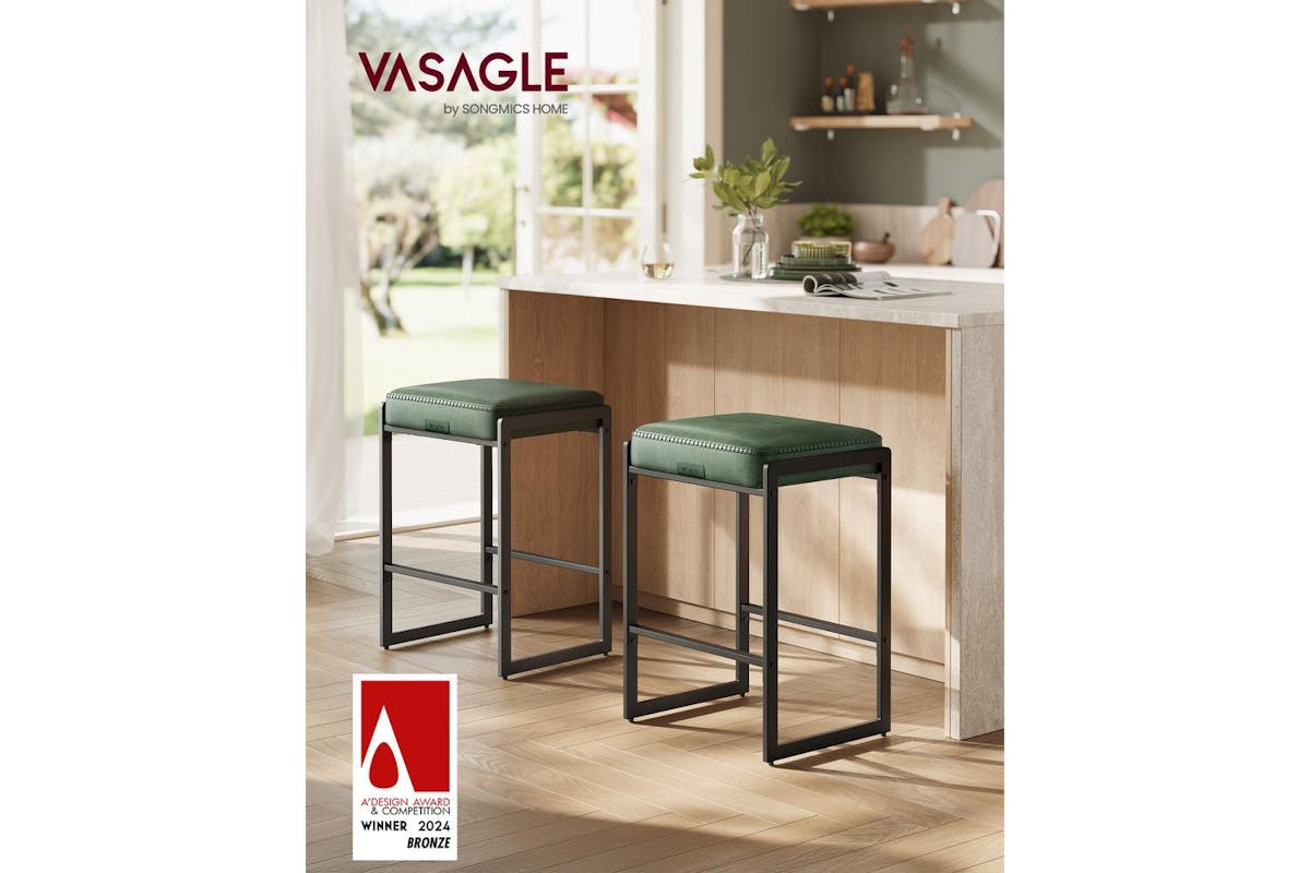 Vasagle Bar Stools | Synthetic Leather | Forest Green | Set Of 2-2