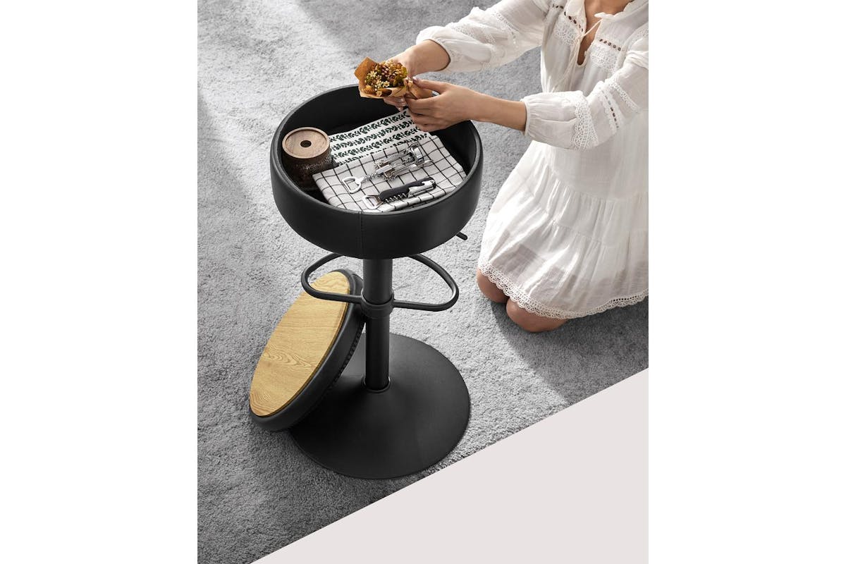 Vasagle Bar Stool | Faux Leather | Adjustable Height | Ink Black-3